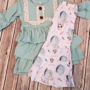 Easter flare pants ruffle set